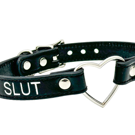 FCK632SIL-SIL  HEART RING SILVER PRINTED NAME VEGAN CHOKER