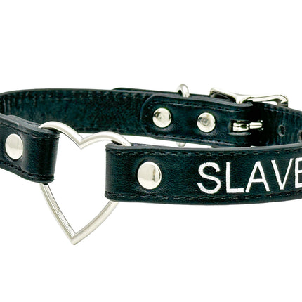 FCK632SIL-SIL  HEART RING SILVER PRINTED NAME VEGAN CHOKER