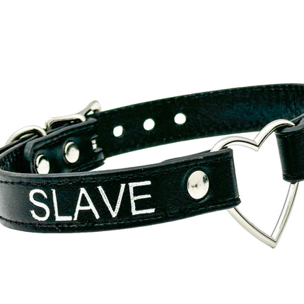 FCK632SIL-SIL  HEART RING SILVER PRINTED NAME VEGAN CHOKER
