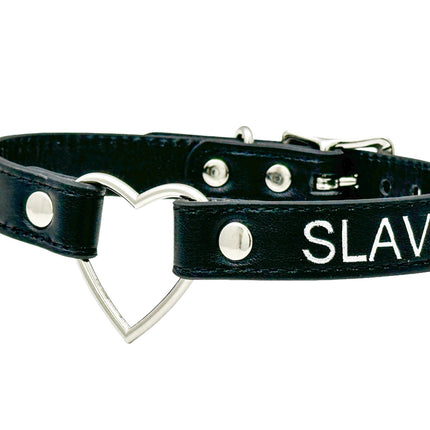 FCK632SIL-SIL  HEART RING SILVER PRINTED NAME VEGAN CHOKER