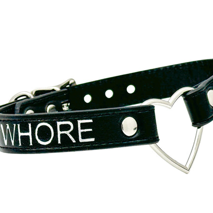 FCK632SIL-SIL  HEART RING SILVER PRINTED NAME VEGAN CHOKER