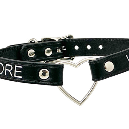 FCK632SIL-SIL  HEART RING SILVER PRINTED NAME VEGAN CHOKER
