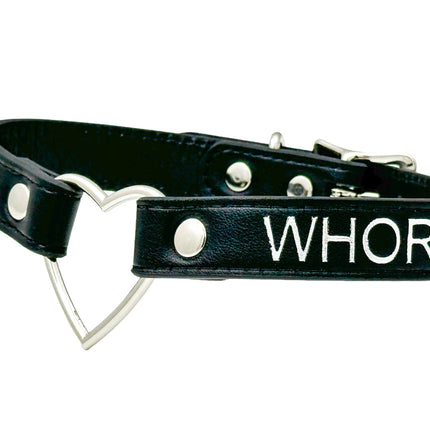 FCK632SIL-SIL  HEART RING SILVER PRINTED NAME VEGAN CHOKER
