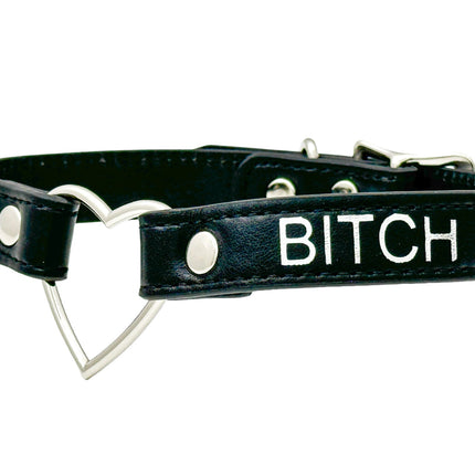 FCK632SIL-SIL  HEART RING SILVER PRINTED NAME VEGAN CHOKER
