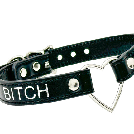 FCK632SIL-SIL  HEART RING SILVER PRINTED NAME VEGAN CHOKER