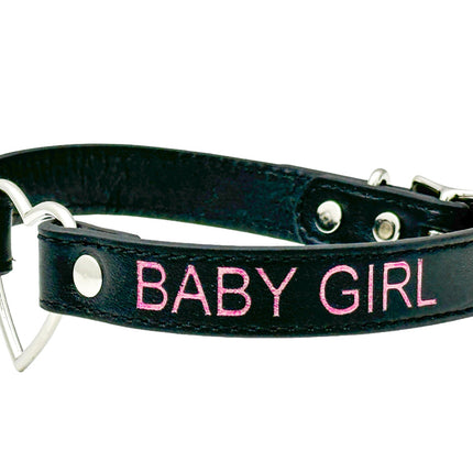 FCK632PS-SIL  HEART RING PINK  PRINTED NAME VEGAN CHOKER