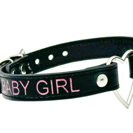 FCK632PS-SIL  HEART RING PINK  PRINTED NAME VEGAN CHOKER