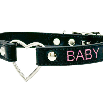 FCK632PS-SIL  HEART RING PINK  PRINTED NAME VEGAN CHOKER