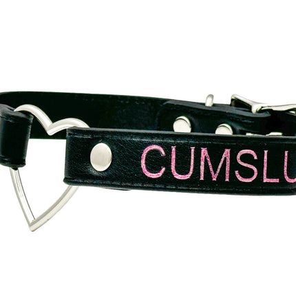 FCK632PS-SIL  HEART RING PINK  PRINTED NAME VEGAN CHOKER