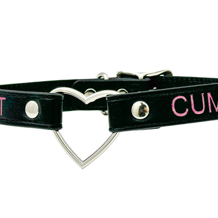 FCK632PS-SIL  HEART RING PINK  PRINTED NAME VEGAN CHOKER