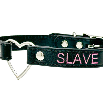 FCK632PS-SIL  HEART RING PINK  PRINTED NAME VEGAN CHOKER