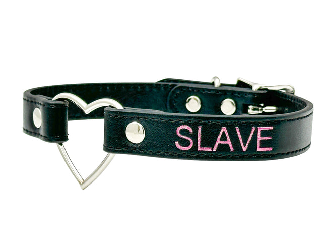 FCK632PS-SIL  HEART RING PINK  PRINTED NAME VEGAN CHOKER