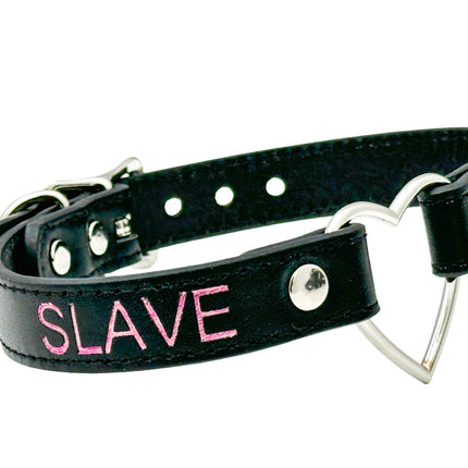 FCK632PS-SIL  HEART RING PINK  PRINTED NAME VEGAN CHOKER