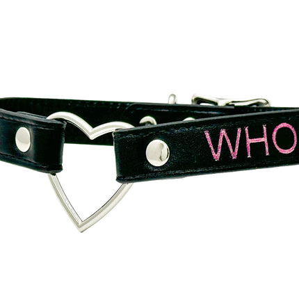 FCK632PS-SIL  HEART RING PINK  PRINTED NAME VEGAN CHOKER