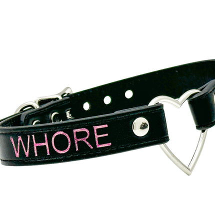 FCK632PS-SIL  HEART RING PINK  PRINTED NAME VEGAN CHOKER