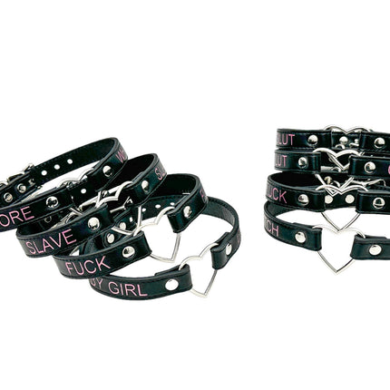 FCK632PS-SIL  HEART RING PINK  PRINTED NAME VEGAN CHOKER