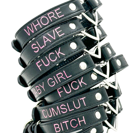 FCK632PS-SIL  HEART RING PINK  PRINTED NAME VEGAN CHOKER