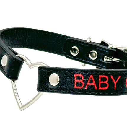 FCK632RS-SIL   SILVER  HEART RING RED PRINTED NAME VEGAN CHOKER
