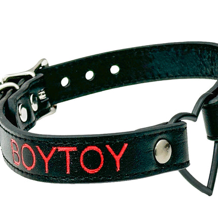 FCK632RS-BS   BLACK HEART RING RED PRINTED NAME VEGAN CHOKER