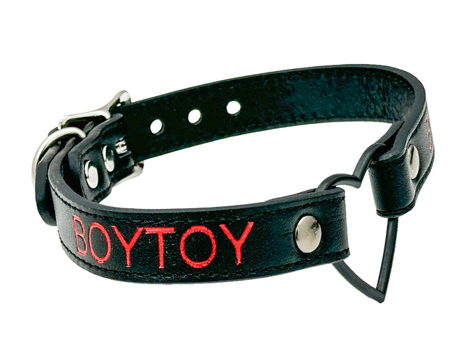 FCK632RS-BS   BLACK HEART RING RED PRINTED NAME VEGAN CHOKER