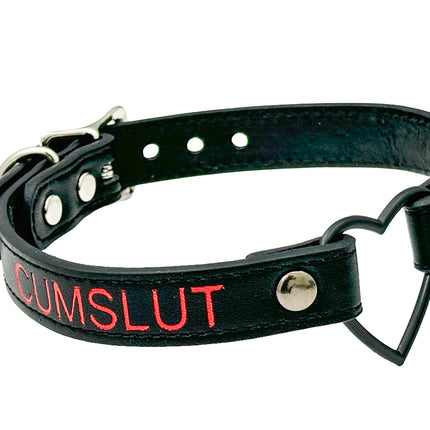 FCK632RS-BS   BLACK HEART RING RED PRINTED NAME VEGAN CHOKER