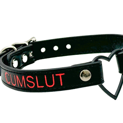 FCK632RS-BS   BLACK HEART RING RED PRINTED NAME VEGAN CHOKER