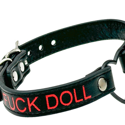 FCK632RS-BS   BLACK HEART RING RED PRINTED NAME VEGAN CHOKER