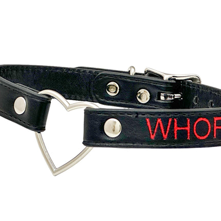 FCK632RS-SIL   SILVER  HEART RING RED PRINTED NAME VEGAN CHOKER