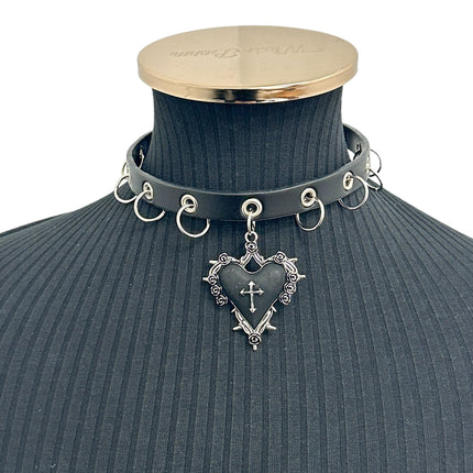 FCK645 CROSS HEART RING NECKLACE