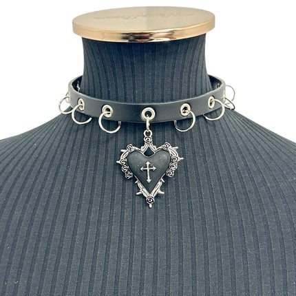 FCK645 CROSS HEART RING NECKLACE