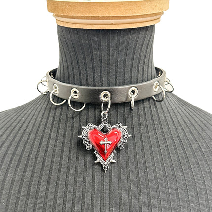 FCK645 CROSS HEART RING NECKLACE