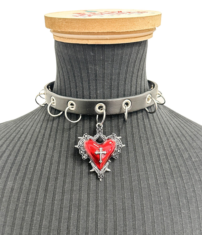 FCK645 CROSS HEART RING NECKLACE