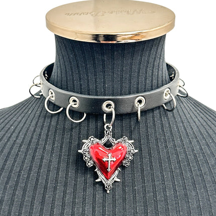 FCK645 CROSS HEART RING NECKLACE