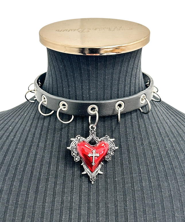 FCK645 CROSS HEART RING NECKLACE