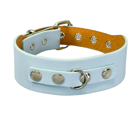 FCK654  D RING WIDE BONDAGE LARGE RIVET VEGAN CHOKER