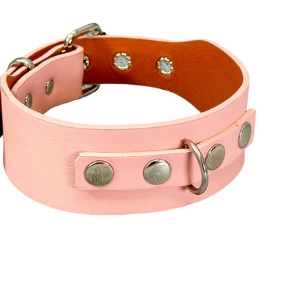 FCK654  D RING WIDE BONDAGE LARGE RIVET VEGAN CHOKER