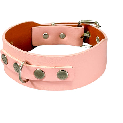 FCK654  D RING WIDE BONDAGE LARGE RIVET VEGAN CHOKER