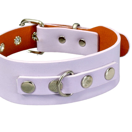 FCK654  D RING WIDE BONDAGE LARGE RIVET VEGAN CHOKER
