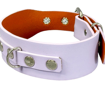 FCK654  D RING WIDE BONDAGE LARGE RIVET VEGAN CHOKER