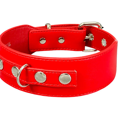 FCK654  D RING WIDE BONDAGE LARGE RIVET VEGAN CHOKER