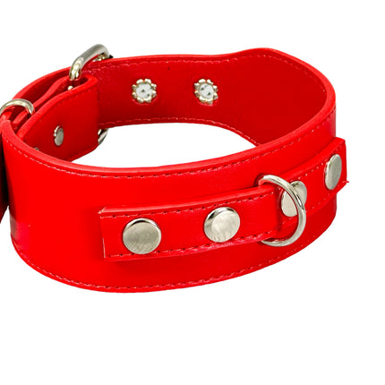 FCK654  D RING WIDE BONDAGE LARGE RIVET VEGAN CHOKER