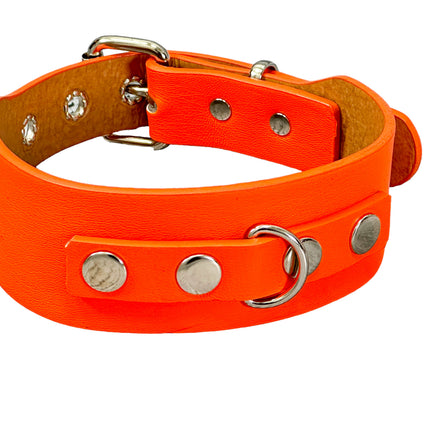 FCK654  D RING WIDE BONDAGE LARGE RIVET VEGAN CHOKER