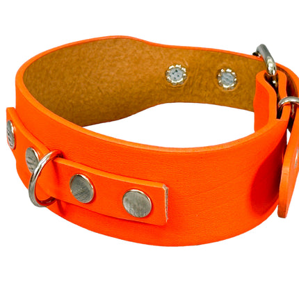 FCK654  D RING WIDE BONDAGE LARGE RIVET VEGAN CHOKER