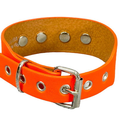 FCK654  D RING WIDE BONDAGE LARGE RIVET VEGAN CHOKER