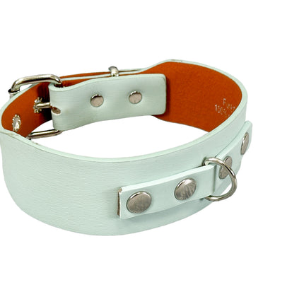 FCK654  D RING WIDE BONDAGE LARGE RIVET VEGAN CHOKER
