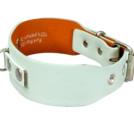 FCK654  D RING WIDE BONDAGE LARGE RIVET VEGAN CHOKER