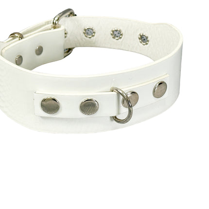 FCK654  D RING WIDE BONDAGE LARGE RIVET VEGAN CHOKER