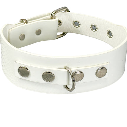 FCK654  D RING WIDE BONDAGE LARGE RIVET VEGAN CHOKER