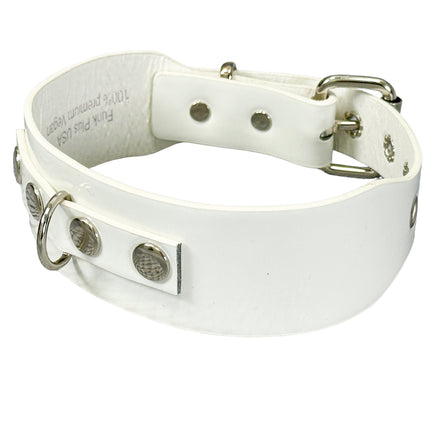 FCK654  D RING WIDE BONDAGE LARGE RIVET VEGAN CHOKER