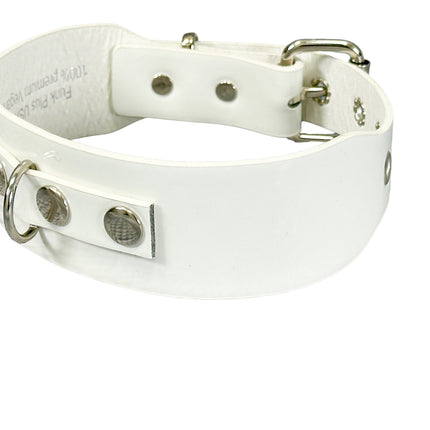 FCK654  D RING WIDE BONDAGE LARGE RIVET VEGAN CHOKER